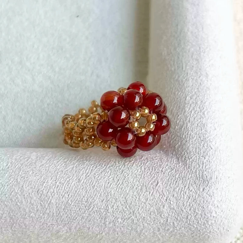 [Single Flower Ring]|Beaded fashion jewelry|Lightweight jewelry rings