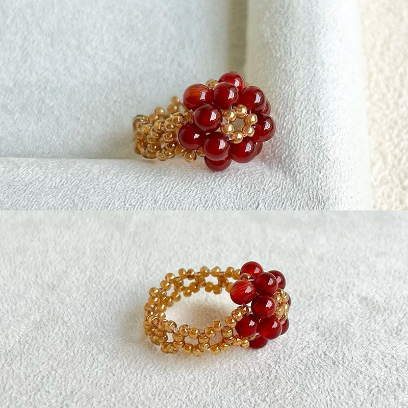 [Single Flower Ring]|Beaded fashion jewelry|Lightweight jewelry rings