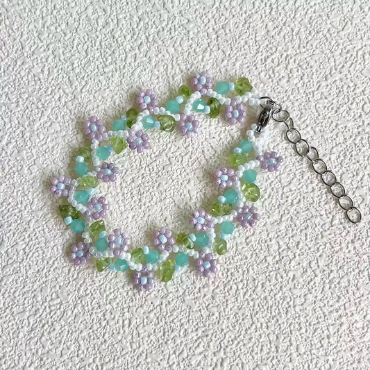 [Daisy Bracelet]Lavender flower beaded bracelet|Handmade bracelets for women