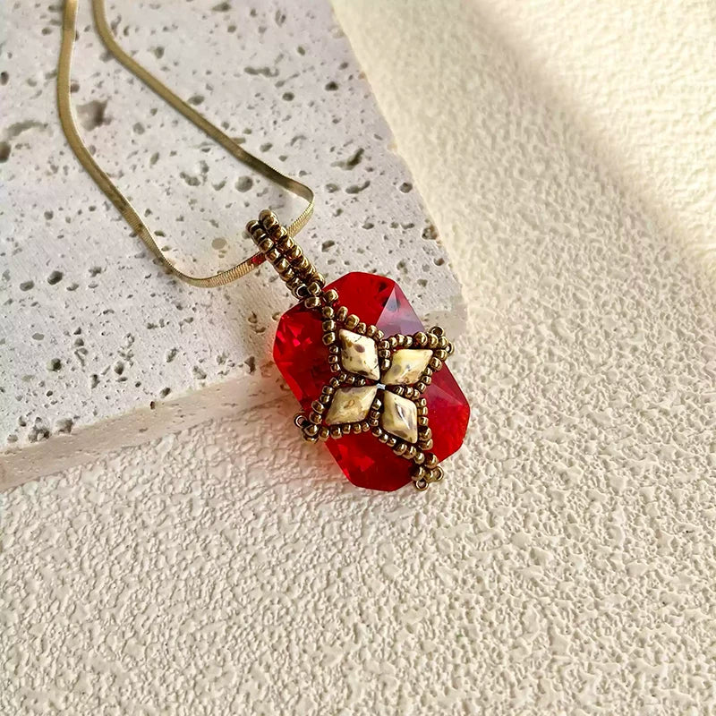 [ Pendant of Stellar Radiance]|Handmade Beaded Necklace|Dainty necklace