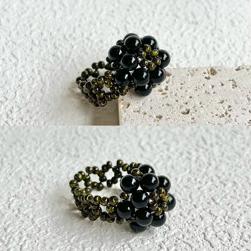 [Single Flower Ring]|Beaded fashion jewelry|Lightweight jewelry rings